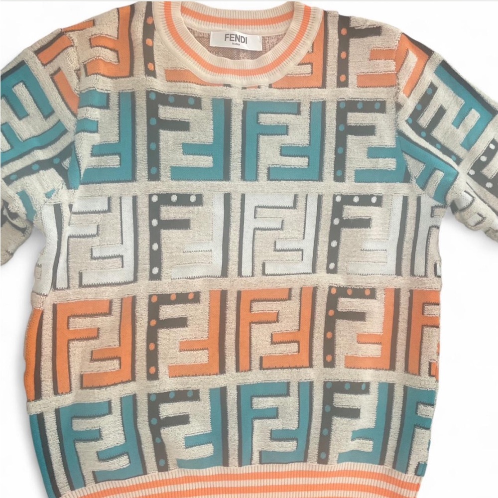 Vintage Fendi Roma FF Logo Monogram Terry Knit Sweater. Unisex
Size Small/Medium